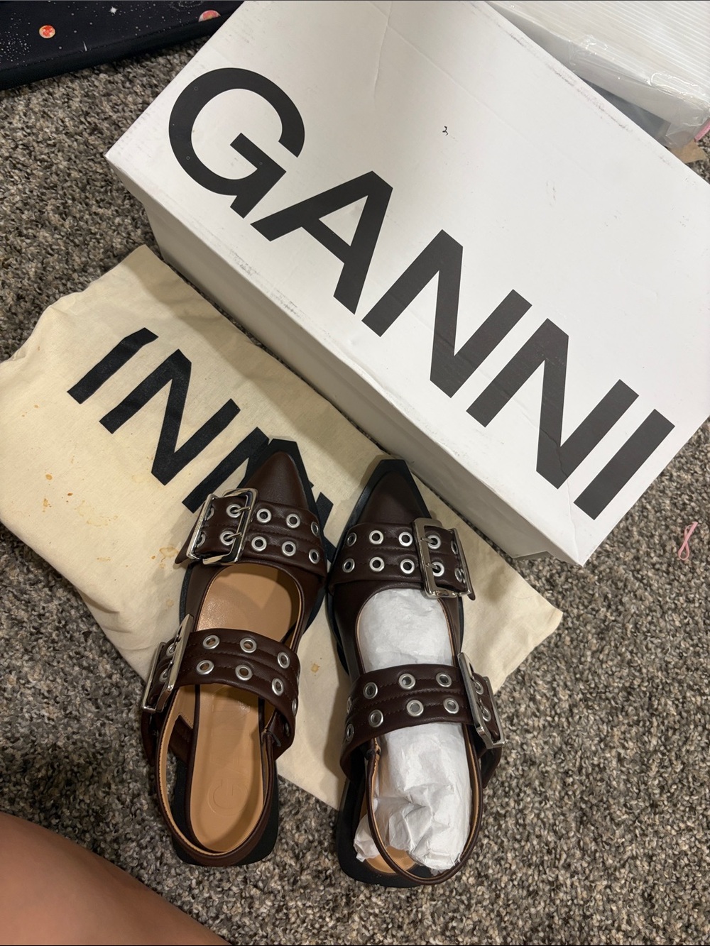 Ganni Brown Leather Buckle